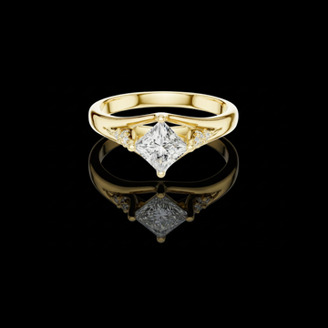 0.57 CT Timeless Moissanite Ring Featuring a Princess Cut Center Diamond and Sparkling Dual Side Accents