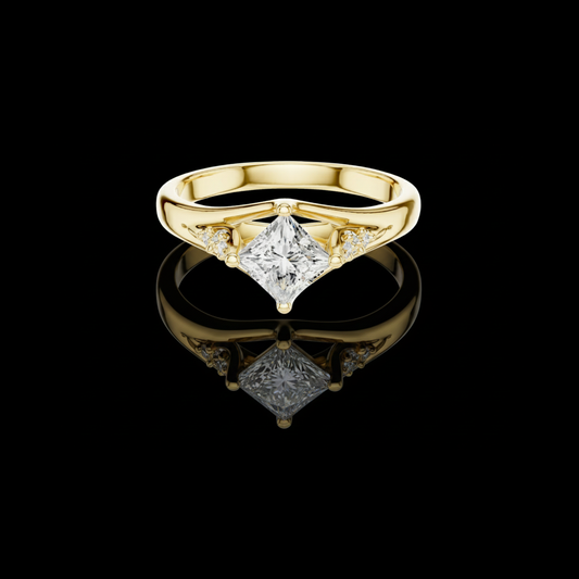 Princess Cut Moissanite Diamond Halo Engagement Ring
