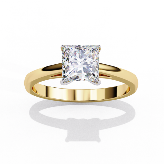 Classic Princess Cut Moissanite Diamond Solitaire Delicate Ring