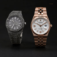 Premium Men's Watch Duo – Black Luxury Watch & Rose Gold Executive Edition
