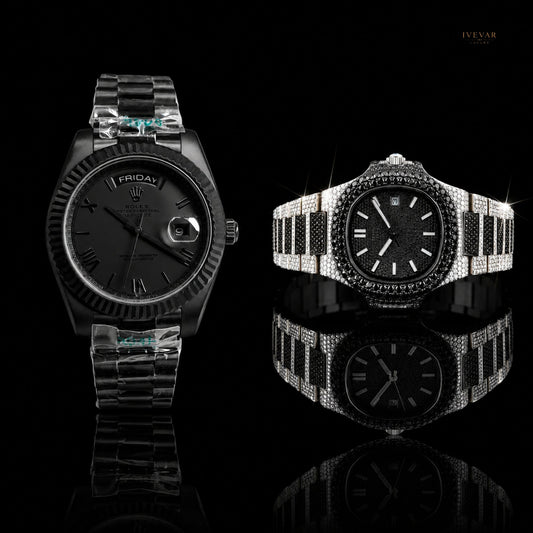 Black Diamond-Inspired Watch Duo – Premium Stainless Steel Statement Timepieces