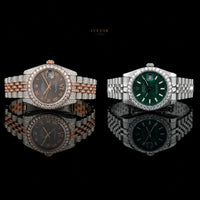 Royal Green Dial Luxury Stainless Steel Watch With Two Tone Full Ice Out Watch By Ivevar