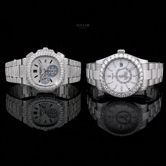 Men’s Luxury Watch Collection – Crystal-Encrusted Chronograph and Premium Silver Watch By Ivevar