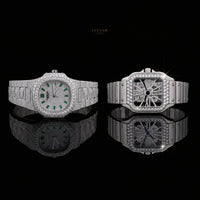 Premium Iced-Out Watch Set – Full Crystal Watch and Skeleton Automatic Timepiece By Ivevar