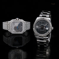Luxury Diamond Square Watch  Silver Executive Timepiece – Premium Dual Watch Collection