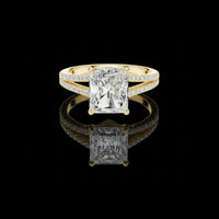 Radiant Cut Split Shank Lab Grown Diamond Ring Pave Band