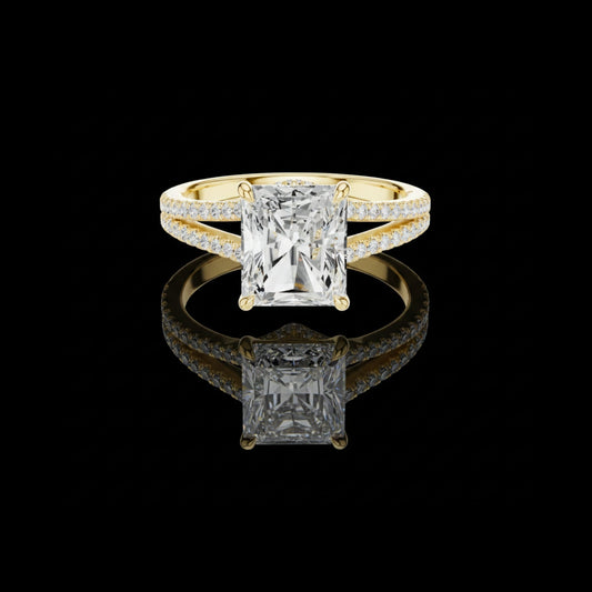 Split Shank Radiant Cut Moissanite Diamond Engagement Ring