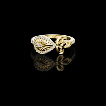 0.24 TCW Luminous Guardian Moissanite Diamond Ring with Sculpted Eye Motif