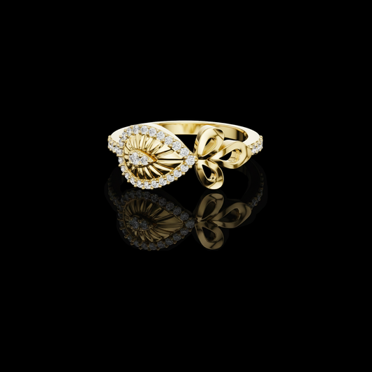 0.24 TCW Luminous Guardian Moissanite Diamond Ring with Sculpted Eye Motif