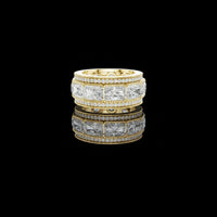 Radiant Cut Lab Grown Diamond Wide Pave Border Band Ring