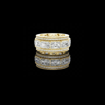 Radiant Cut Lab Grown Diamond Wide Pave Border Band Ring