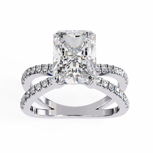 Hidden Halo Radiant Cut Lab Diamond Wedding Ring For Women