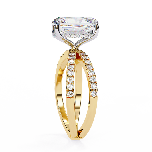 2.47 CT Trendy & Timeless Radiant Cut Moissanite Diamond Ring with Vintage Pave Double Band