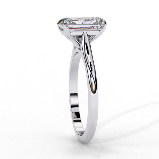 Four Prong Radiant Moissanite Diamond Solitaire Engagement Ring