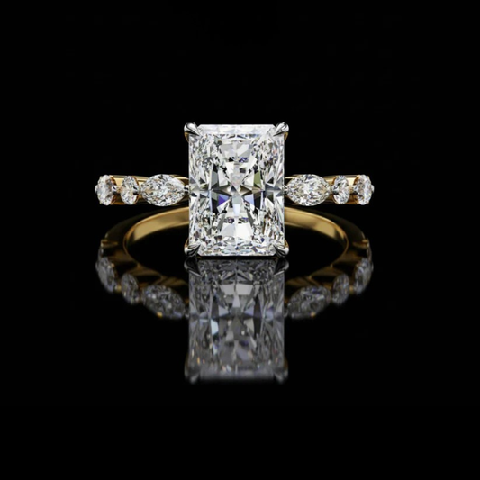2.80 CT Radiant Cut Luxury Ring with Side Modern Elegance Moissanite Diamonds