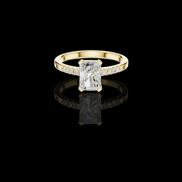 1.22 CT Stunning Radiant Cut Center Moissanite Diamond Ring with Pave Set Side Stones