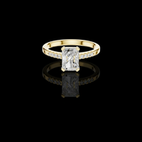 Radiant Cut Moissanite Diamond Pavé Solitaire Engagement Ring