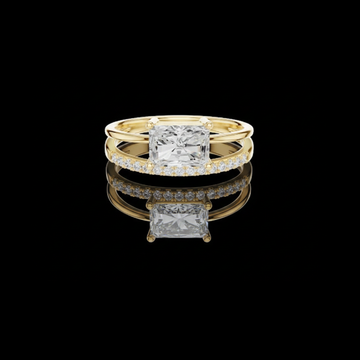 1.22 CT Luxurious Radiant Lab Grown Double Band Ring with Sparkling Pave Diamond Detailing