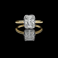 Hidden Halo Radiant Cut Moissanite Solitaire Ring