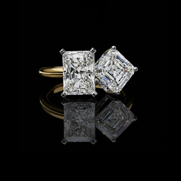 2.40 CT Feminine Toi Moi Radiant & Emerald Cut Moissanite Diamond Ring High Quality Design