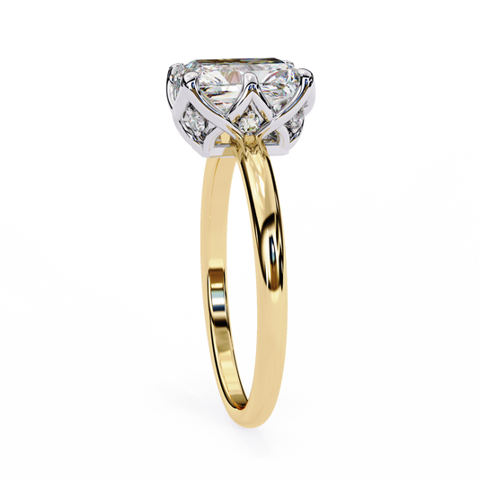 Hidden Halo Radiant Cut Moissanite Diamond Solitaire Ring