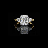 Moissanite Radiant Wedding Ring With Trapezoid Side Stones