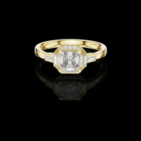 Art Deco Asscher Cut Moissanite Diamond Ring