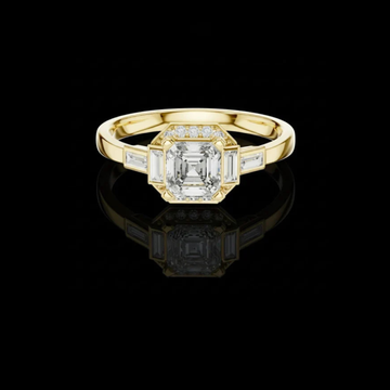 Art Deco Asscher Cut Moissanite Diamond Ring