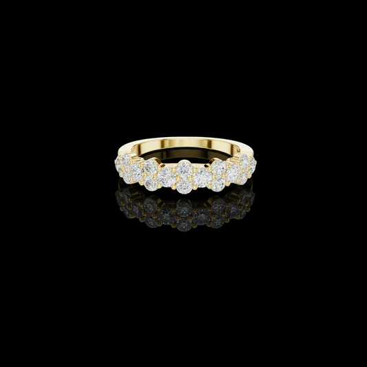 Round Cut Lab Grown Diamond Cluster Half Eternity Wedding Band Ring