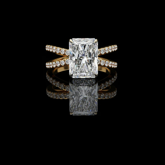 2.47 CT Trendy & Timeless Radiant Cut Lab Grown Diamond Ring with Vintage Pave Double Band