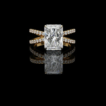 2.47 CT Trendy & Timeless Radiant Cut Moissanite Diamond Ring with Vintage Pave Double Band