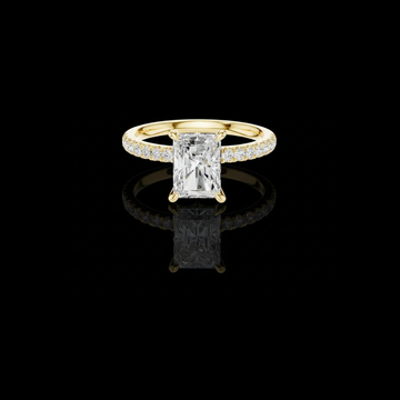 1.56 CT Stunning Radiant Moissanite Diamond Ring with Pave Set Band and Marquise Cut Accents
