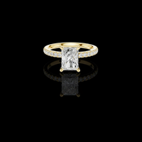 Radiant Cut Lab Grown Diamond Engagement Ring with Pave Band