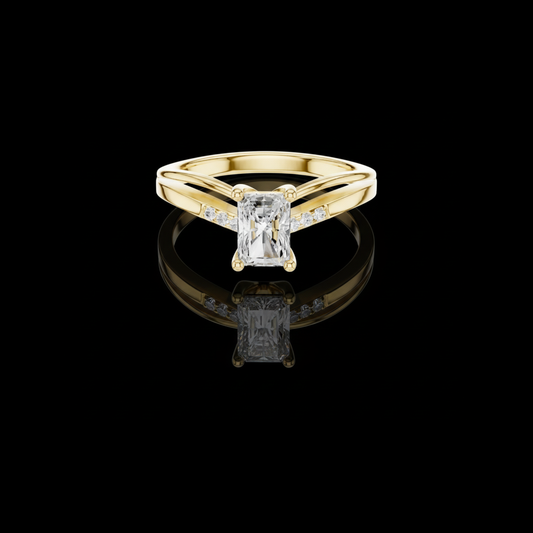 Split Shank Radiant Cut Moissanite Diamond Wedding Ring For Her