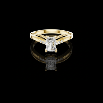 0.76 CT Sparkling Radiant Cut Lab Grown Diamond Ring with Split Shank Band and Pave Accent Stones
