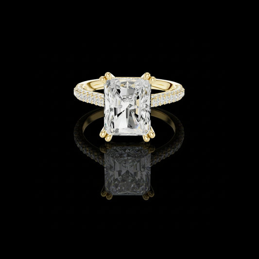 4.00 CT Luxury Radiant Cut Moissanite Diamond with Pave Side Stones Luxury Cathedral Setting Bridal Ring