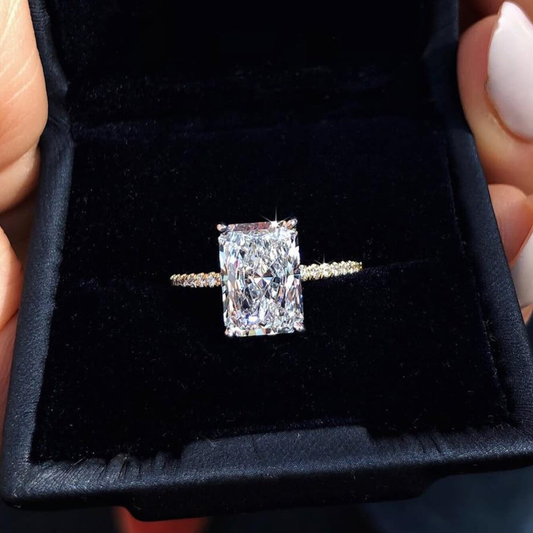 Radiant Lab Grown Diamond with Pave Band Engagement Ring