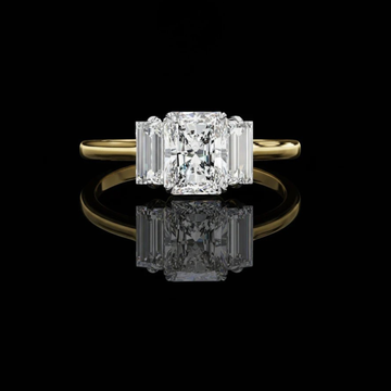 1.21 CT Classic Radiant Cut Three Stone Lab Grown Diamond Luxury Ring for Surprise