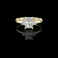 Radiant Cut Lab Grown Diamond Ring with Baguette Side Stones