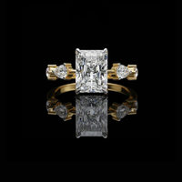 Radiant Cut Lab Grown Diamond Engagement Ring with Pear Accents