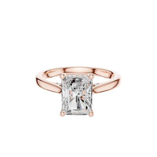 Radiant Cut Lab Diamond Split Shank Solitaire Engagement Ring