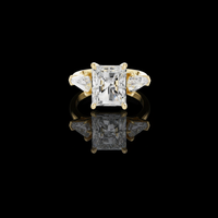 Radiant Lab Grown Diamond Three Stone Ring With Kite Side Stones