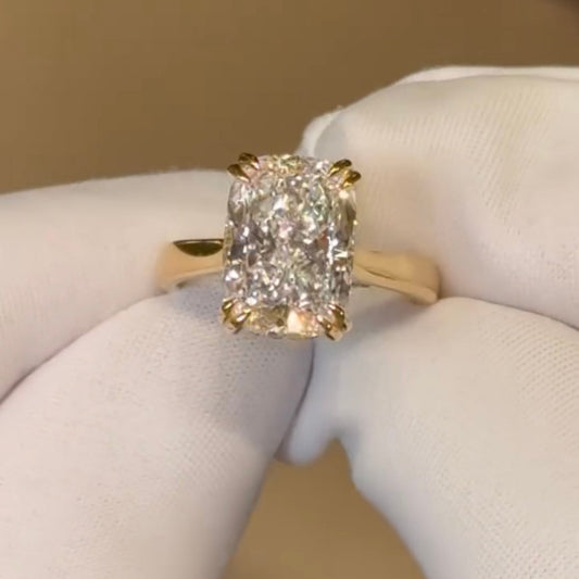 Radiant Cut Lab Grown Diamond Hidden Halo Solitaire Ring