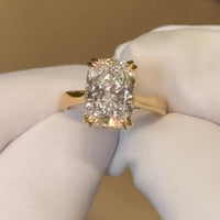 Radiant Cut Moissanite Diamond Hidden Halo Solitaire Ring