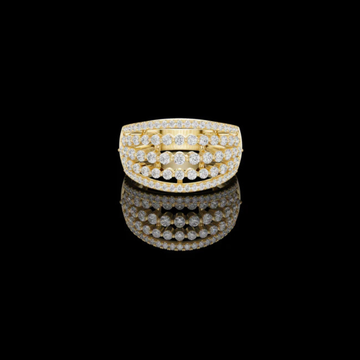 0.83 TCW Multi Layered Lab Grown Diamond Band with Brilliant Round Cut Diamond Ring
