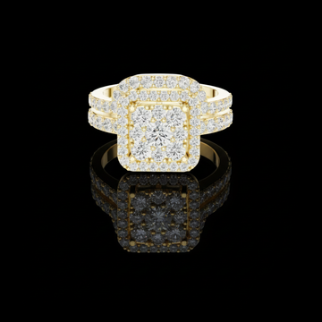 0.24 CT Luxury Radiant Round Moissanite Diamond Cluster Double Row of Pave Set Halo Ring For Her