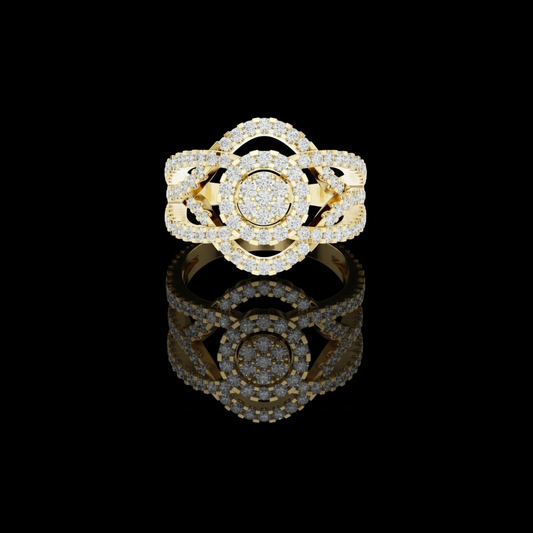 Halo Round Cut Moissanite Diamond Cluster Ring With Pave Setting