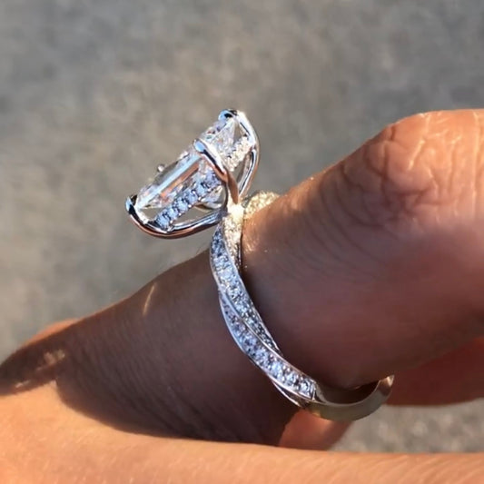 Radiant Cut Lab Grown Diamond Twist Pave Ring