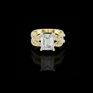 Cushion Cut Split Band Moissanite Diamond Bridal Set