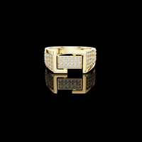 Round Lab Grown Diamond Pavé Geometric Statement Band Ring